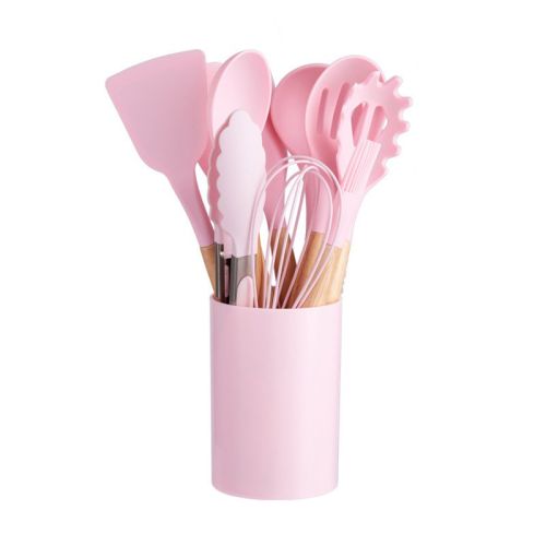 12-piece Silicone Kitchenware With Wooden Handle