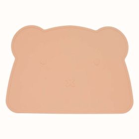 Baby Bear Shape Silicone Washable Insulated Placemat (Color: Orange, Size/Age: Average Size (0-8Y))